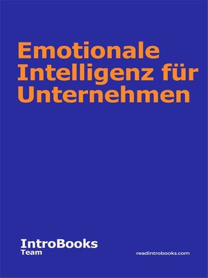 cover image of Emotionale Intelligenz für Unternehmen